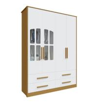 Guarda Roupa Infantil Peroba Charlô 4 Portas Branco Amêndoa Guarda Roupa Infantil Peroba Charlô 4 Portas Branco Amêndoa
