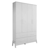 Guarda Roupa Infantil Peroba Guti Retro 4 Portas Liso Branco