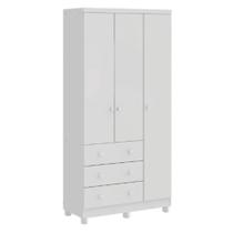 Guarda-Roupa Infantil Peroba Junior 3 Portas 3 Gaveta Branco