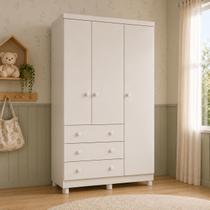 Guarda-Roupa Infantil Peroba Junior 3 Portas 3 Gaveta Branco
