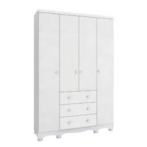 Guarda-Roupa Infantil Peroba Junior 4 Portas 3 Gaveta Branco Guarda-Roupa Infantil Peroba Junior 4 Portas 3 Gaveta Branco
