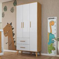 Guarda Roupa Infantil Peroba Sky 3 Portas Cor Branco com Amêndoa Guarda Roupa Infantil Peroba Sky 3 Portas Cor Branco com Amêndoa