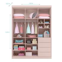 Guarda Roupa Infantil Pietra 3 Portas e 4 Gavetas Rosê - PR Baby