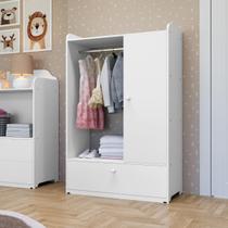 Guarda roupa Infantil Porta Gaveta Cabideiro Madeira Branco Roupeiro Solteiro Criança Quarto Bebê Menino Menina Mdf Berço Organizador Juvenil