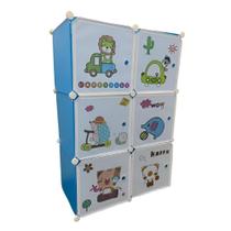 Guarda roupa infantil portatil armario modular organizador de brinquedos sapateira com 6 portas desmontavel meninos azul Guarda roupa infantil portatil armario modular organizador de brinquedos sapateira com 6 portas desmontavel meninos azul