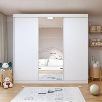 Guarda Roupa Infantil Premium Elô com Espelho 3 Portas 4 Gavetas 205,9cm Minastex Branco