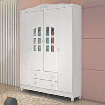 Guarda Roupa Infantil Provençal 4 Portas com Gavetas Lisa Branco Carolina Baby