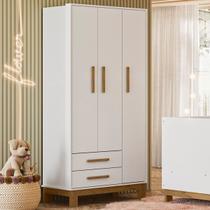 Guarda-Roupa Infantil Q Encanto 3 Portas 2 Gavetas Branco Acetinado - Qmovi