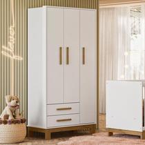 Guarda Roupa Infantil Q Encanto Slim 4340 Branco Acetinado Ambiente - Qmovi Guarda Roupa Infantil Q Encanto Slim 4340 Branco Acetinado Ambiente - Qmovi
