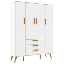 Guarda Roupa Infantil Retrô 4 Portas Branco Soft Eco Wood - Matic