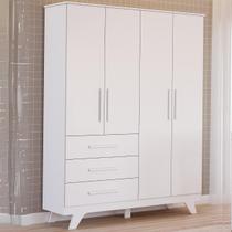 Guarda Roupa Infantil Retrô 4 Portas Lisa 3 Gavetas MDF Faura