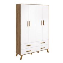 Guarda Roupa Infantil Retrô Ayla 4 Portas Branco Fosco/Mezzo Fosco - Reller Móveis