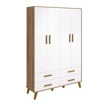 Guarda Roupa Infantil Retrô Ayla 4 Portas Branco Fosco/Mezzo Fosco - Reller Móveis