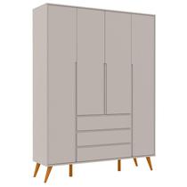 Guarda Roupa Infantil Retrô Clean 4 Portas Cinza Eco Wood - Matic