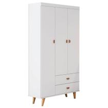 Guarda Roupa Infantil Retrô Duda 3 Portas Branco Acetinado Bétula - Carolina