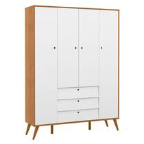 Guarda Roupa Infantil Retro Gold 4 Portas Freijó Branco Soft Eco Wood Matic