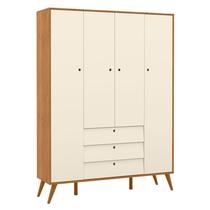 Guarda Roupa Infantil Retro Gold 4 Portas Freijó Off White Eco Wood Matic