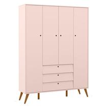 Guarda Roupa Infantil Retro Gold 4 Portas Rose Eco Wood Matic