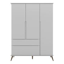 Guarda Roupa Infantil Retrô Melinda 3 Portas e 2 Gavetas Cinza - Phoenix Baby