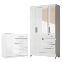Guarda Roupa Infantil Sobral com Espelho e Cômoda Vênus Branco Flex Moval