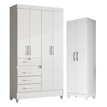 Guarda Roupa Infantil Sobral e Armário Multiuso New Íris Branco Brilho - Moval