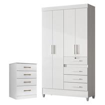 Guarda Roupa Infantil Sobral e Cômoda MS913 Branco Brilho Moval Guarda Roupa Infantil Sobral e Cômoda MS913 Branco Brilho Moval