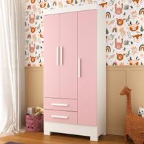 Guarda-Roupa Infantil Sonho 3 Portas 2 Gavetas Branco/Rosa - Panorama Móveis Guarda-Roupa Infantil Sonho 3 Portas 2 Gavetas Branco/Rosa - Panorama Móveis