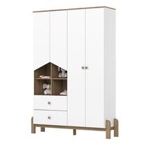 Guarda Roupa Infantil Ternura 4 Portas Branco Jequitibá HP - Henn Guarda Roupa Infantil Ternura 4 Portas Branco Jequitibá HP - Henn