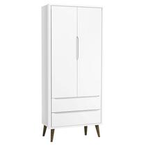 Guarda Roupa Infantil Theo 2 Portas Branco Acetinado com Pés Amadeirado - Reller Guarda Roupa Infantil Theo 2 Portas Branco Acetinado com Pés Amadeirado - Reller