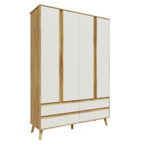 Guarda Roupa Infantil Théo 4 Portas Peroba Amêndoa off White Guarda Roupa Infantil Théo 4 Portas Peroba Amêndoa off White