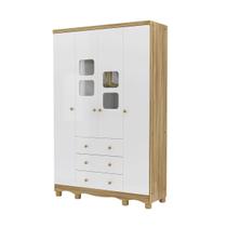 Guarda Roupa Infantil Uli New 4 Portas Branco Amêndoa Peroba