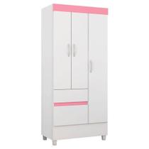 Guarda Roupa Infantil Wind Branco Rosa - Demóbile