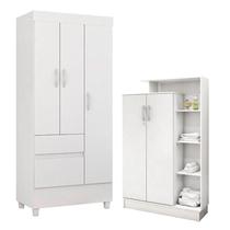 Guarda Roupa Infantil Wind e Armário Multiuso Elite Branco Brilho - Demóbile Guarda Roupa Infantil Wind e Armário Multiuso Elite Branco Brilho - Demóbile