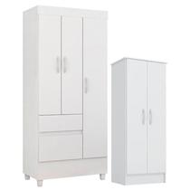 Guarda Roupa Infantil Wind e Armário Multiuso Viena Branco Brilho - Demóbile Guarda Roupa Infantil Wind e Armário Multiuso Viena Branco Brilho - Demóbile