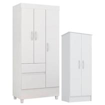 Guarda Roupa Infantil Wind e Armário Multiuso Viena Branco Brilho - Demóbile Guarda Roupa Infantil Wind e Armário Multiuso Viena Branco Brilho - Demóbile