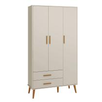 Guarda-Roupa Isis 3 Portas e 2 Gavetas Areia Fosco