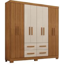 Guarda Roupa Itapema Atualle Casal 8 Portas 4 Gavetas Cor Nogueira Off White