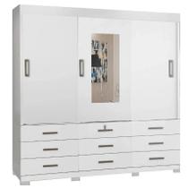 Guarda Roupa Itapema Casal 3 Portas de Correr e 9 Gavetas Cor Branco Guarda Roupa Itapema Casal 3 Portas de Correr e 9 Gavetas Cor Branco
