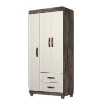 Guarda Roupa Josan Light Plus 3 Portas e 2 Gavetas com Pé Amêndoa/Off White