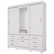 Guarda Roupa Lais 3 Portas Correr 7 Gavetas com Espelho MDF