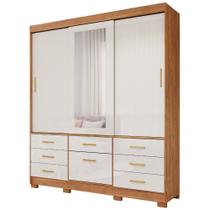 Guarda Roupa Lais 3 Portas Correr 7 Gavetas com Espelho MDF