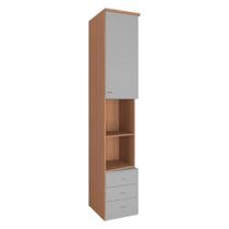 Guarda Roupa Lateral 1 Porta 3 Gavetas 2450mm Setiba Plus Rimo Carvalho/Fendi