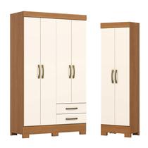 Guarda Roupa Lima 04 portas e 02 Gavetas com Pés BE12 com Armário Multiuso 2 Portas 3 Prateleiras Cinamomo Off White -Henn Briz Guarda Roupa Lima 04 portas e 02 Gavetas com Pés BE12 com Armário Multiuso 2 Portas 3 Prateleiras Cinamomo Off White -Henn Briz