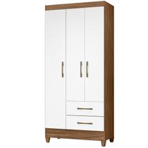 Guarda Roupa Lima 103cm 3 Portas Naturale Branco Moval