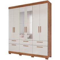 Guarda Roupa Lisboa 6 Portas de Bater 5 Gavetas Espelho MDF Guarda Roupa Lisboa 6 Portas de Bater 5 Gavetas Espelho MDF