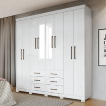 Guarda Roupa Liverpool com 8 Portas/Pés e Espelho - Branco