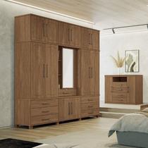 Guarda-Roupa Londres Capelinha 13 Portas e 07 Gavetas Marrom/Jatoba
