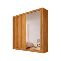 Guarda Roupa Lugano 2 Portas 4 Gavetas Com Espelho Ripado Peroba - Made Marcs