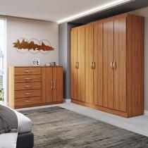 Guarda-Roupa Luna 6 Portas 2 Gavetas com Cômoda 2 Portas 5 Gavetas Cinamomo - Panorama Móveis