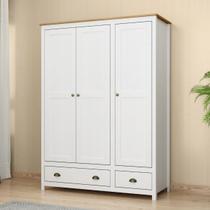 Guarda Roupa Madeira Maciça 3 Portas Finestra Branco Marrom Guarda Roupa Madeira Maciça 3 Portas Finestra Branco Marrom